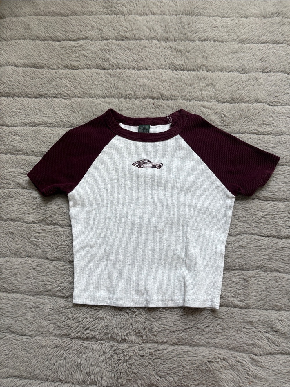 wild fable Burgundy Sleeve Raglan Tee with Light Gray Body